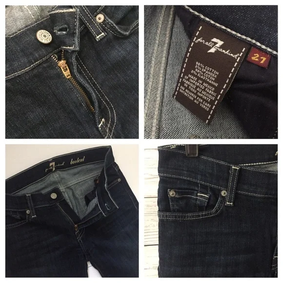 7 For All Mankind Dark Indigo Bootcut Flare Jeans Low Rise Stretch 27 7FAM - Picture 4 of 13